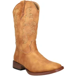 Cowboy Classic Embroidered Square Toe Pull On Cowboy Boots