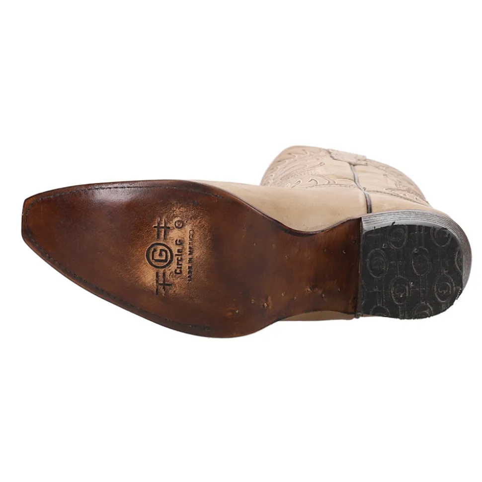 Cowhide Embroidered Snip Toe Cowboy Boots