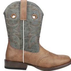 Daniel Embroidered Square Toe Pull On Cowboy Boots