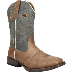 Daniel Embroidered Square Toe Pull On Cowboy Boots