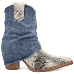Denim Dream Snake Snip Toe Cowboy Booties