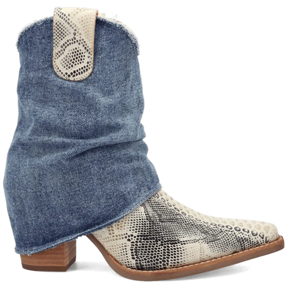 Denim Dream Snake Snip Toe Cowboy Booties