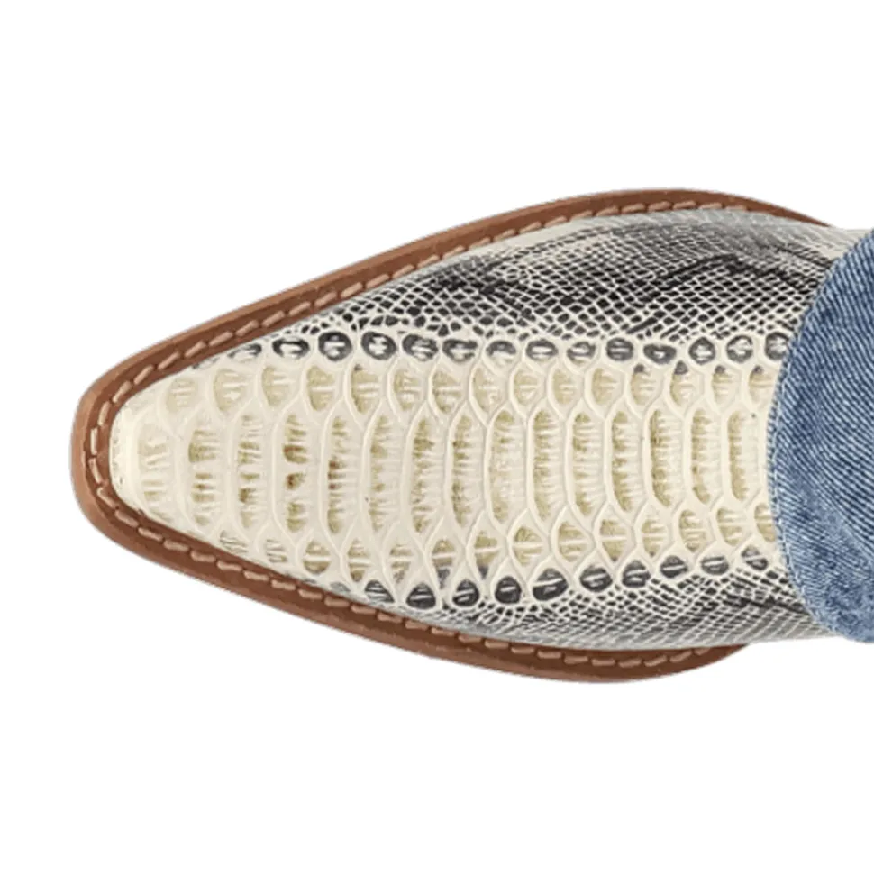 Denim Dream Snake Snip Toe Cowboy Booties