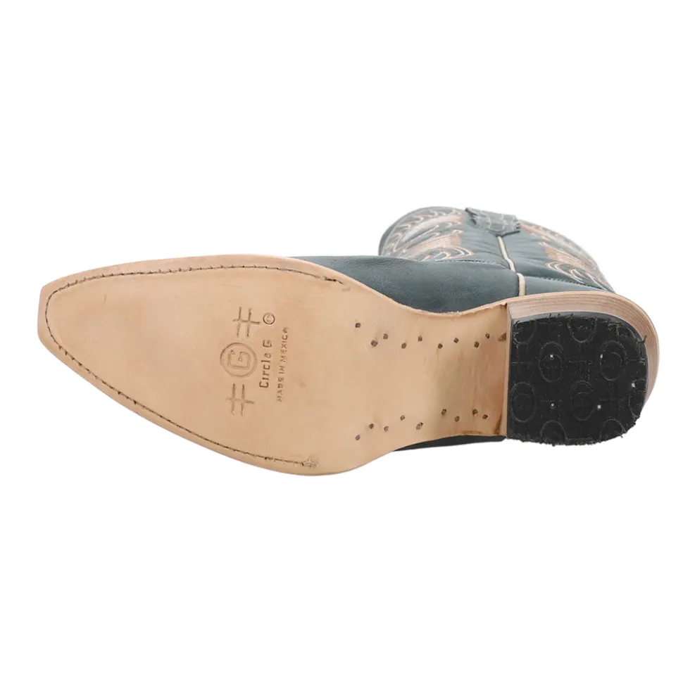 Distressed Embroidered Snip Toe Cowboy Boots