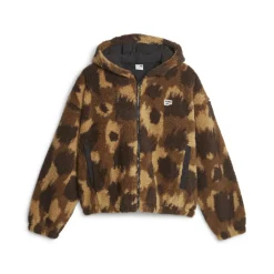 Downtown Animal Print Sherpa Full Zip Jacket