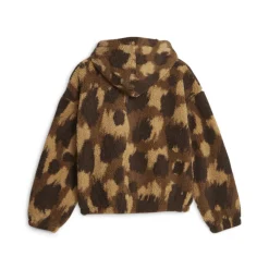 Downtown Animal Print Sherpa Full Zip Jacket