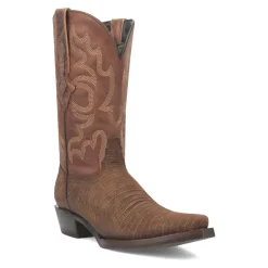 Duke Embroidered Lizard Print Snip Toe Pull On Cowboy Boots