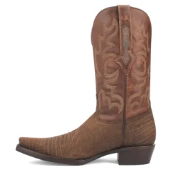 Duke Embroidered Lizard Print Snip Toe Pull On Cowboy Boots