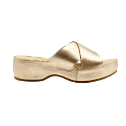 Edith Metallic Platform Slide Sandals