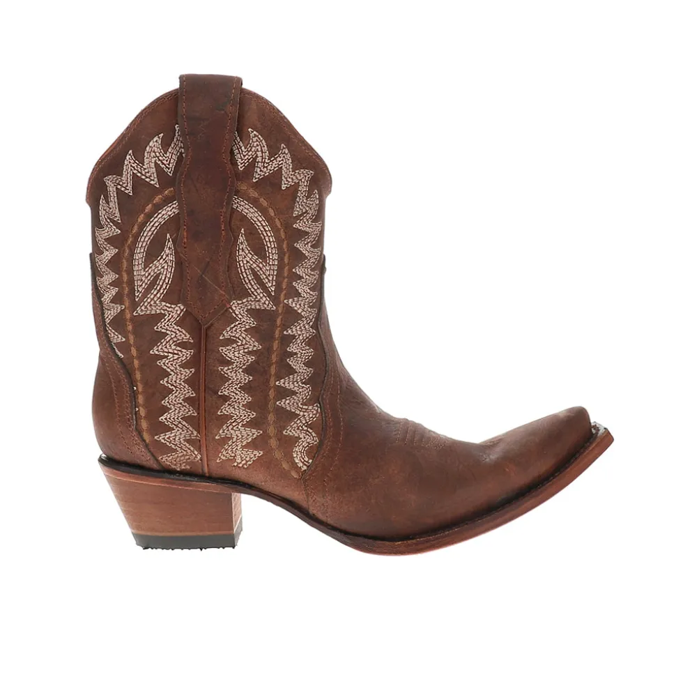 Embroidered Ankle Snip Toe Pull On Cowboy Booties