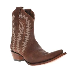 Embroidered Ankle Snip Toe Pull On Cowboy Booties