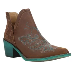 Embroidered Pointed Toe Pull On Cowboy Booties