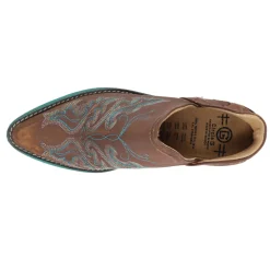 Embroidered Pointed Toe Pull On Cowboy Booties