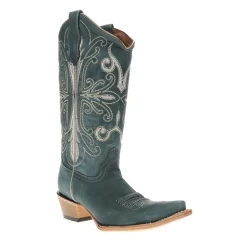 Embroidered Snip Toe Pull On Cowboy Boots