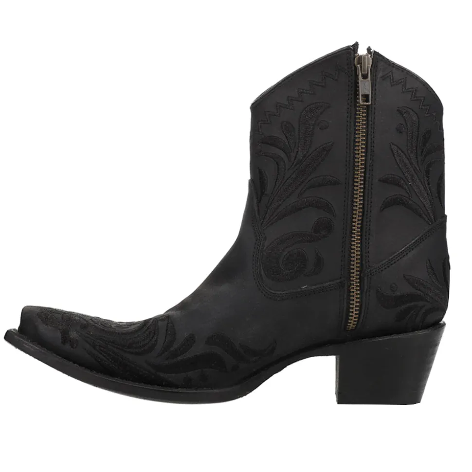 Embroidered Snip Toe Zippered Cowboy Booties