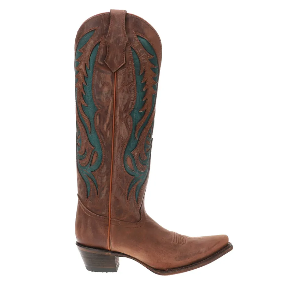 Embroidered Tooled Inlay Snip Toe Cowboy Boots