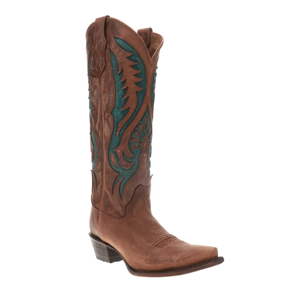 Embroidered Tooled Inlay Snip Toe Cowboy Boots