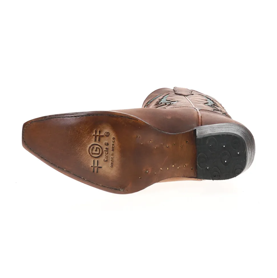 Embroidered Tooled Inlay Snip Toe Cowboy Boots