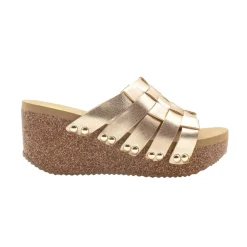 Enoki Metallic Studded Slide Wedge Sandals
