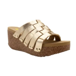 Enoki Metallic Studded Slide Wedge Sandals