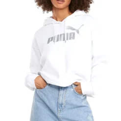 Essentials Cropped Metallic Logo Pullover Hoodie