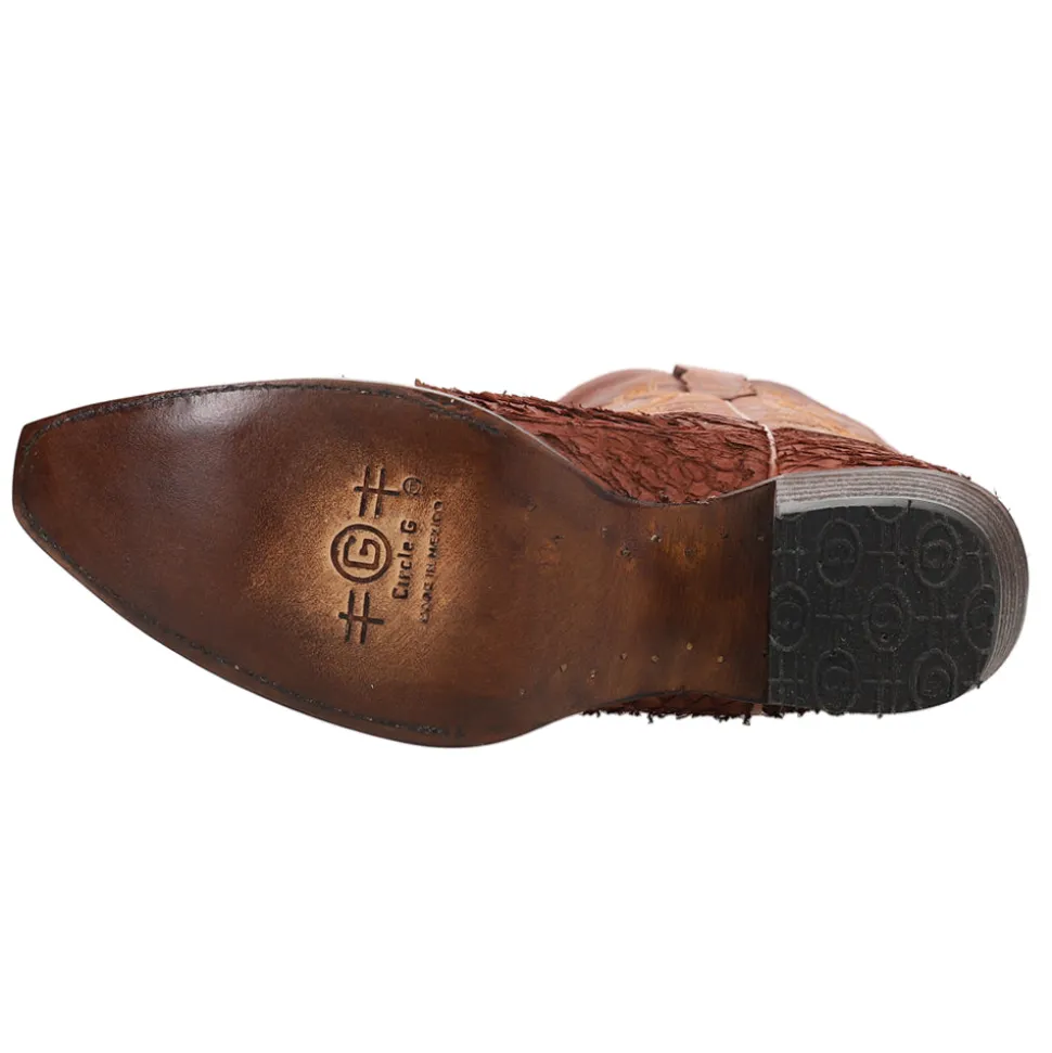 Fish Embroidered Snip Toe Cowboy Boots