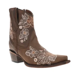 Floral Embroidered Snip Toe Cowboy Booties