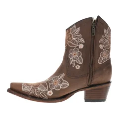 Floral Embroidered Snip Toe Cowboy Booties