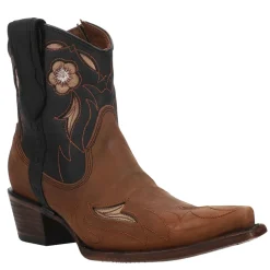 Floral Embroidered Snip Toe Cowboy Booties