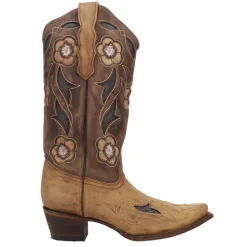 Floral Embroidered Tooled Inlay Snip Toe Cowboy Boots
