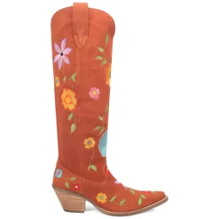 Flower Power Embroidered Floral Snip Toe Pull On Cowboy Boots