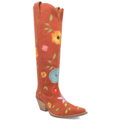 Flower Power Embroidered Floral Snip Toe Pull On Cowboy Boots