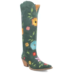 Flower Power Embroidered Floral Snip Toe Pull On Cowboy Boots