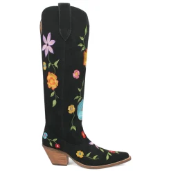 Flower Power Embroidered Floral Snip Toe Pull On Cowboy Boots