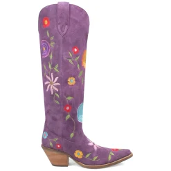 Flower Power Embroidered Floral Snip Toe Pull On Cowboy Boots
