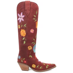 Flower Power Embroidered Floral Snip Toe Pull On Cowboy Boots