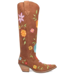 Flower Power Embroidered Floral Snip Toe Pull On Cowboy Boots
