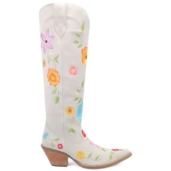 Flower Power Embroidered Floral Snip Toe Pull On Cowboy Boots