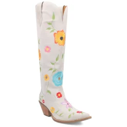 Flower Power Embroidered Floral Snip Toe Pull On Cowboy Boots