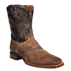 Franklin Embroidered Square Toe Pull On Cowboy Boots