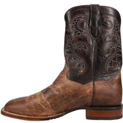 Franklin Embroidered Square Toe Pull On Cowboy Boots