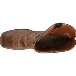 Franklin Embroidered Square Toe Pull On Cowboy Boots