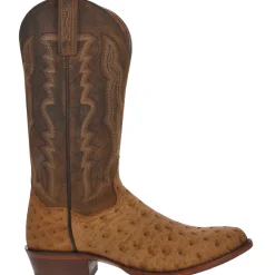 Gehrig Ostrich Embroidered Round Toe Pull On Cowboy Boots