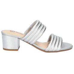 Georgette Metallic Block Heeled Sandals