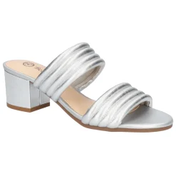 Georgette Metallic Block Heeled Sandals