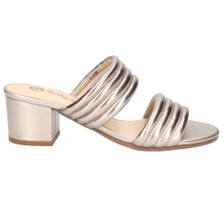Georgette Metallic Block Heeled Sandals