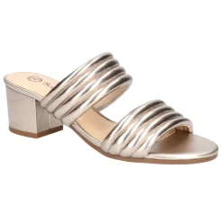 Georgette Metallic Block Heeled Sandals