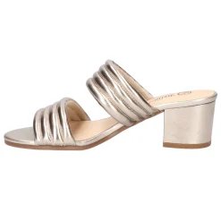 Georgette Metallic Block Heeled Sandals