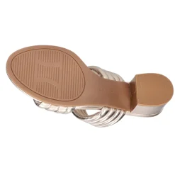 Georgette Metallic Block Heeled Sandals
