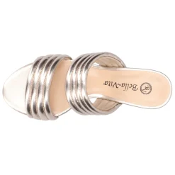 Georgette Metallic Block Heeled Sandals